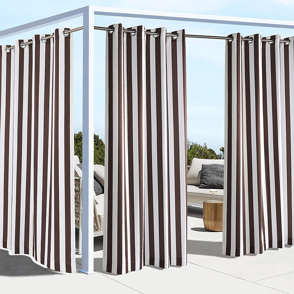 Grommet Top Windproof and Waterproof Striped Outdoor Curtains 1 Panel | Fadenomore