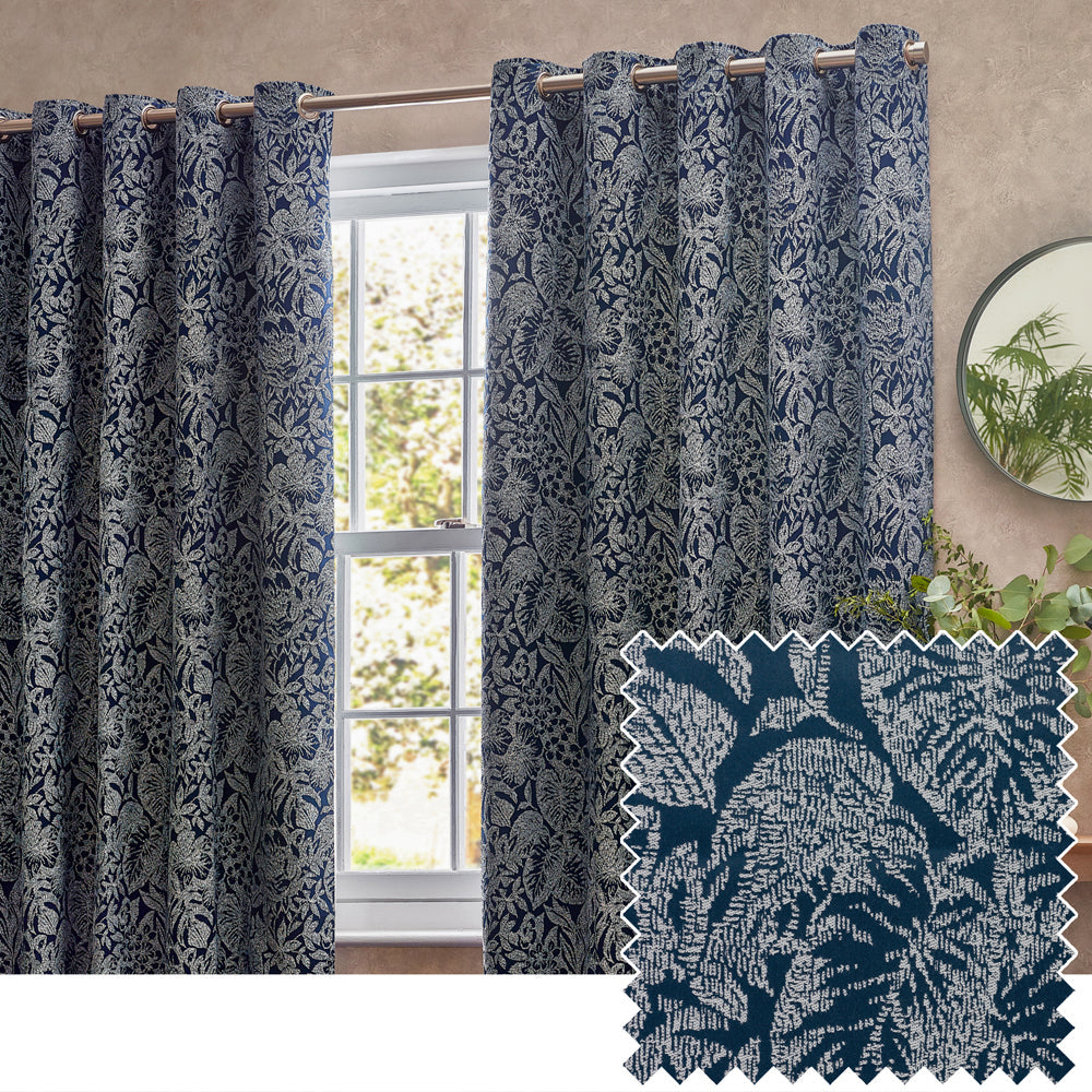 Bali Jacquard Room Darkening Eyelet Curtains Midnight