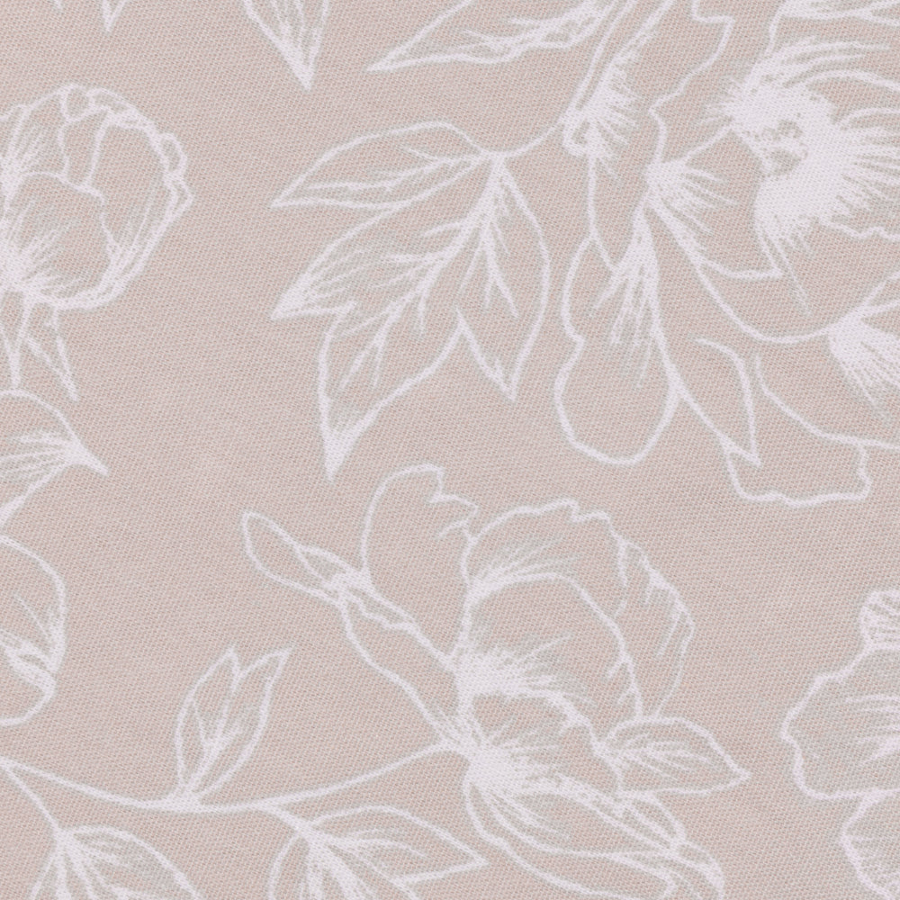 Bella Floral 100% Cotton Lined Pencil Pleat Curtains Natural