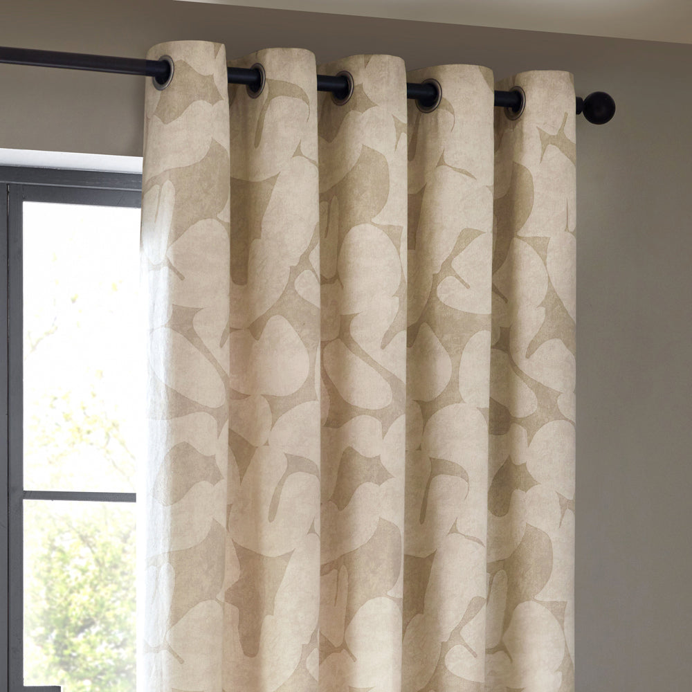 Brinn Abstract 100% Cotton Lined Curtains Natural