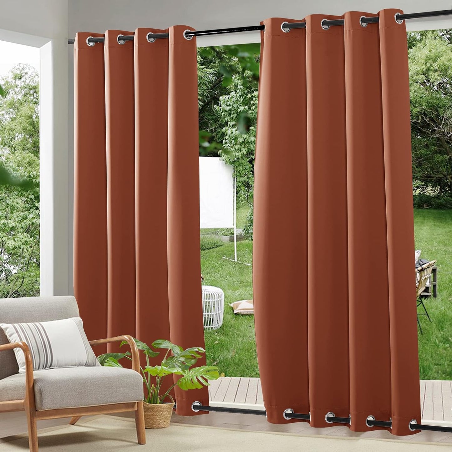Top & Bottom Grommet Windproof Outdoor Curtains for Patio 1 Panel | Outdoor Standard