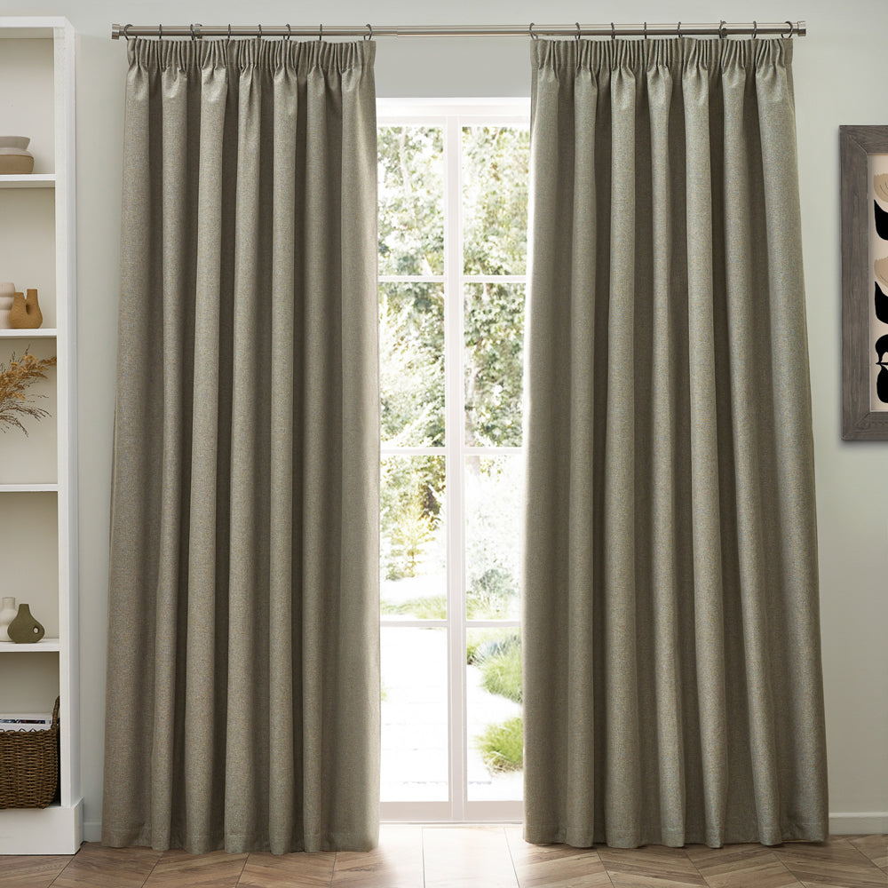 Dawn Textured Blackout Pencil Pleat Curtains Natural