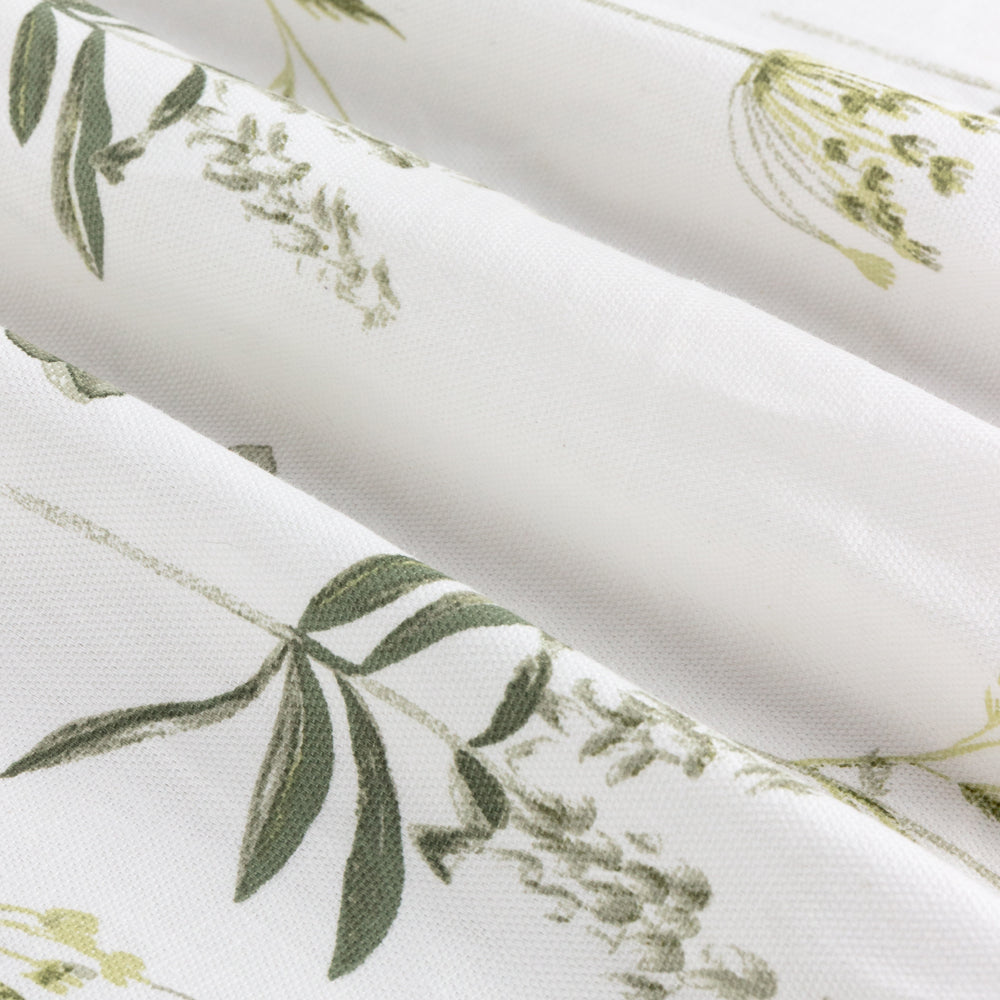 Meadow Floral 100% Cotton Lined Pencil Pleat Curtains White/Cornflower