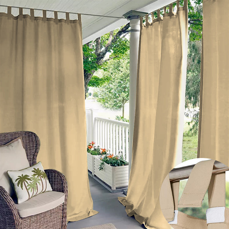 Velcro Tab Top Waterproof Outdoor Curtains for Garage / Patio, 1 Panel | Outdoor Standard