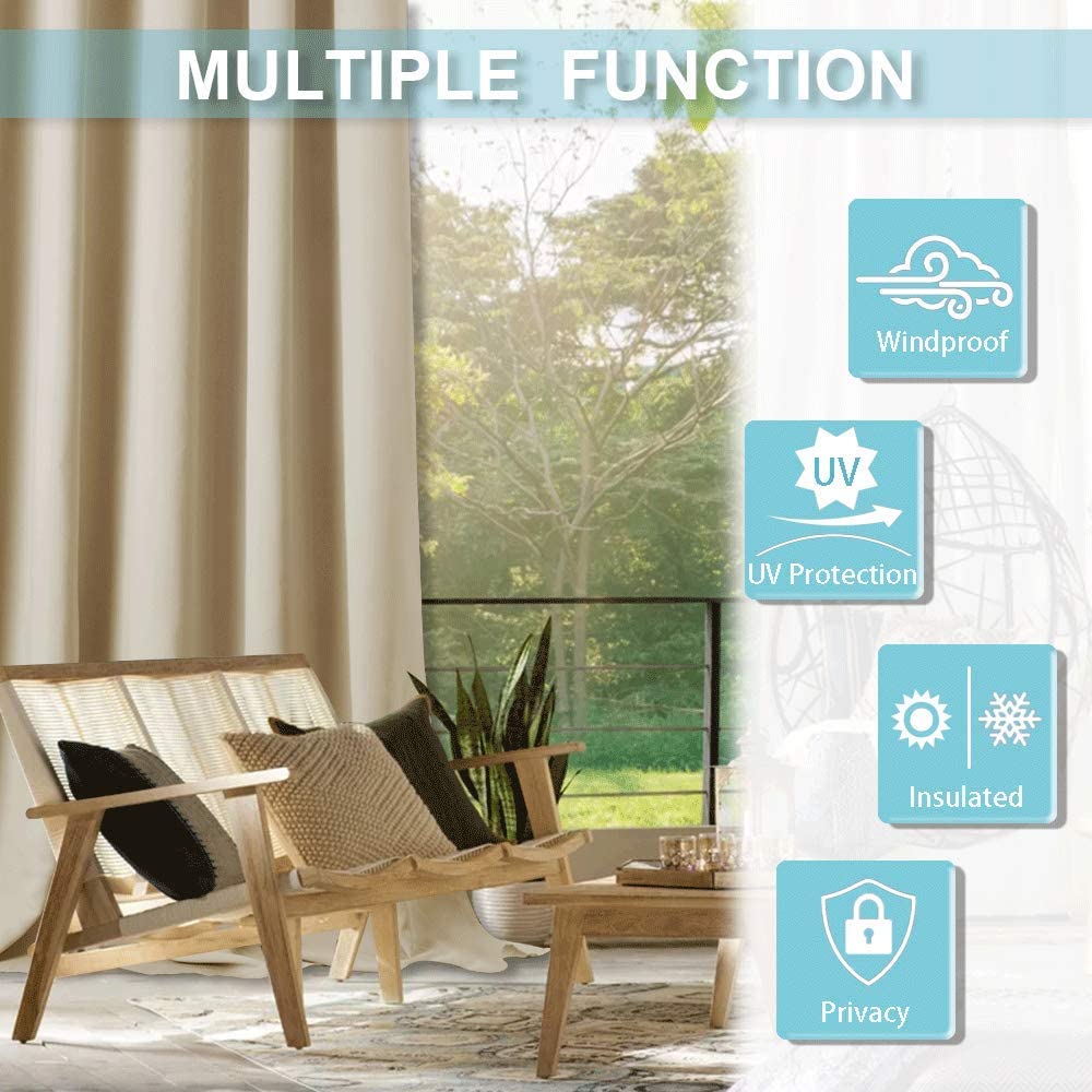Velcro Tab Top Waterproof Outdoor Curtains for Garage / Patio, 1 Panel | Outdoor Standard