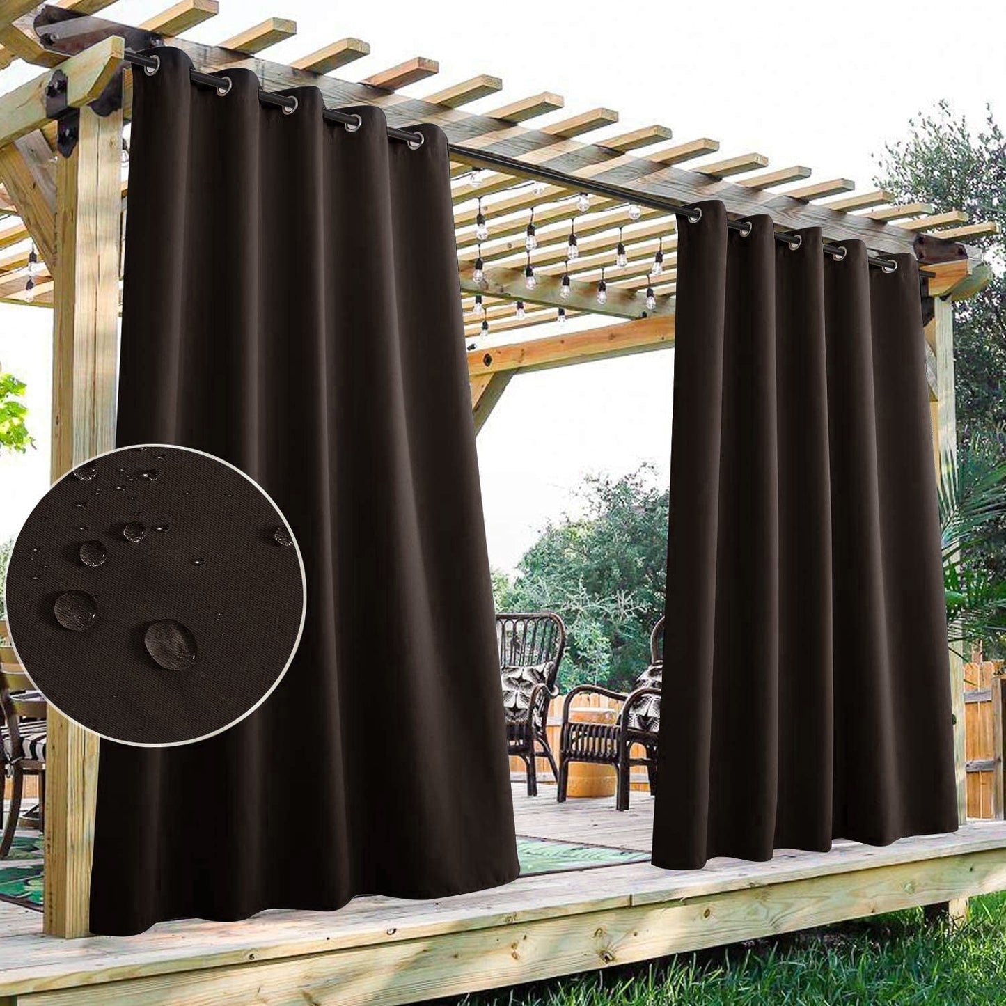 Waterproof Grommet Top Patio Curtain Outdoor Curtain 2 Panels | Outdoor Standard