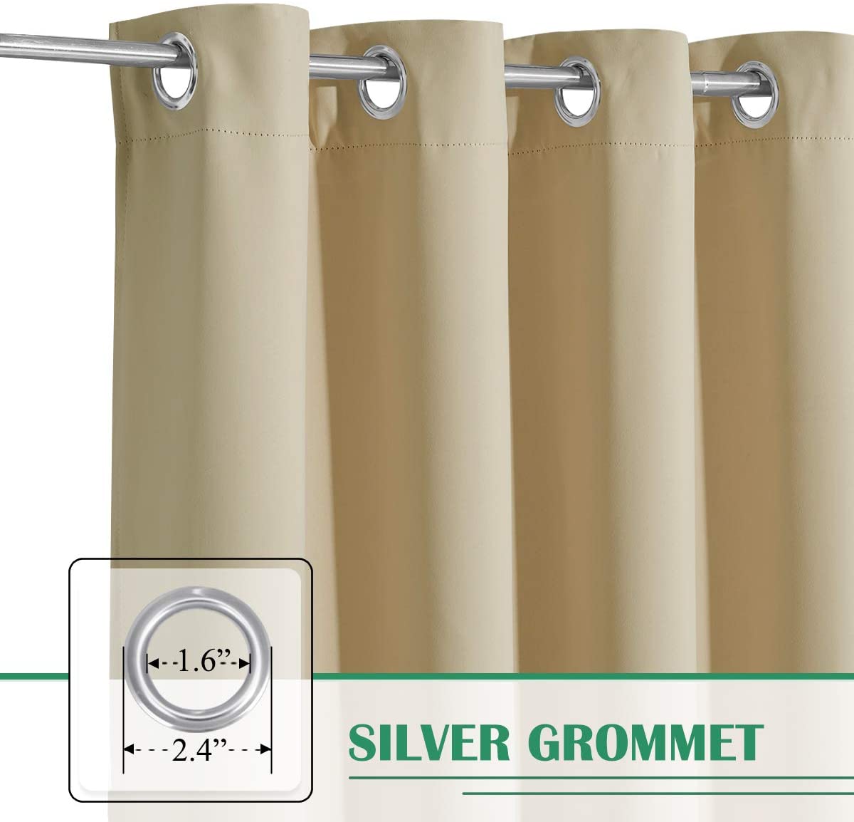 Waterproof Grommet Top Patio Curtain Outdoor Curtain 2 Panels | Outdoor Standard
