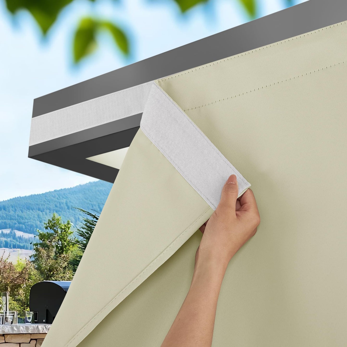 Windproof No Rods Needed Velcro Top Waterproof Outdoor Curtains 2 Panels | Outdoor Standard
