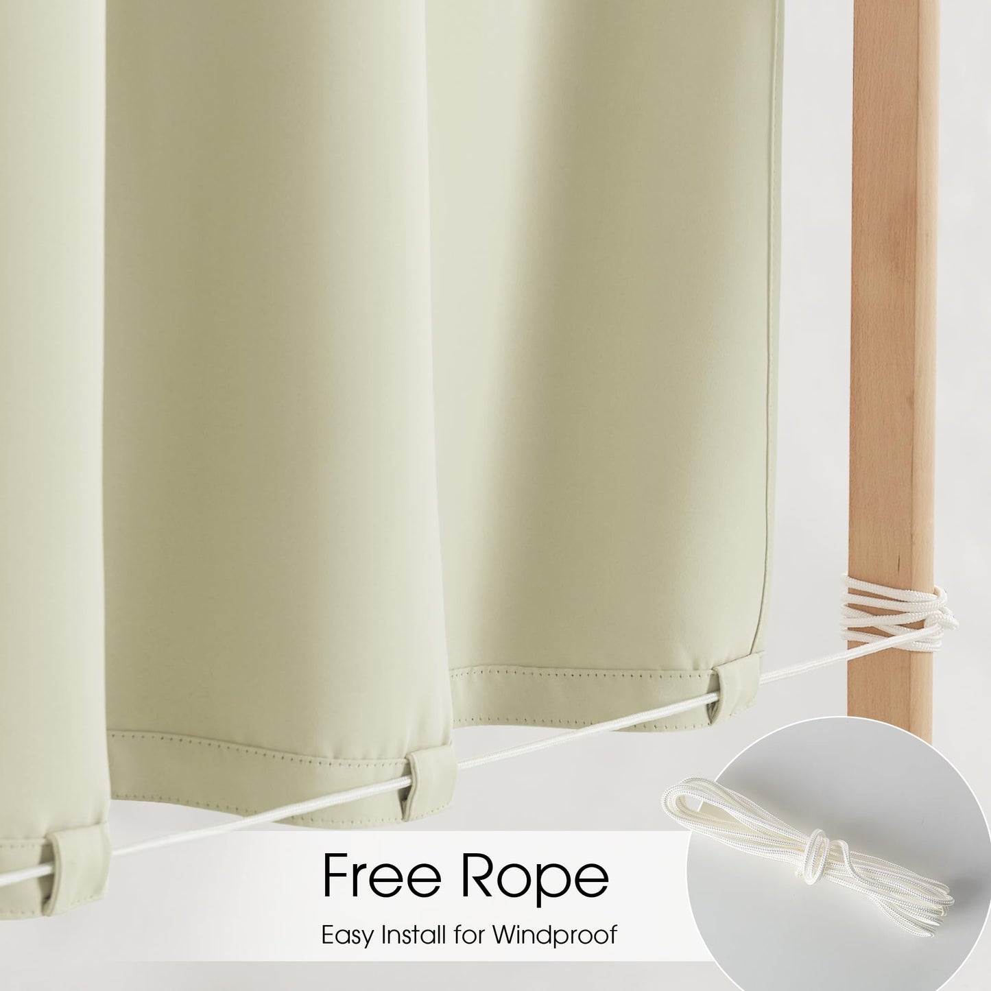 Windproof No Rods Needed Velcro Top Waterproof Outdoor Curtains 2 Panels | Outdoor Standard