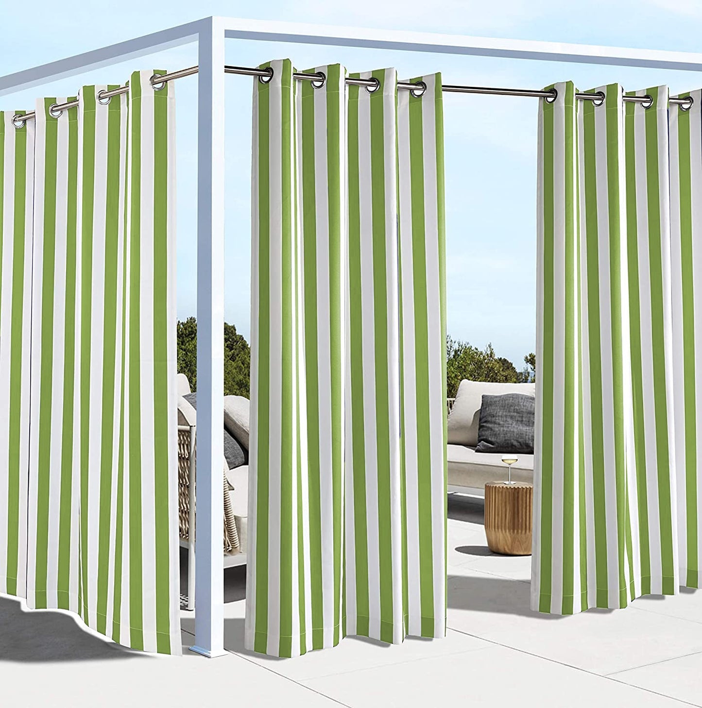 Grommet Top Windproof and Waterproof Striped Outdoor Curtains 1 Panel | Fadenomore
