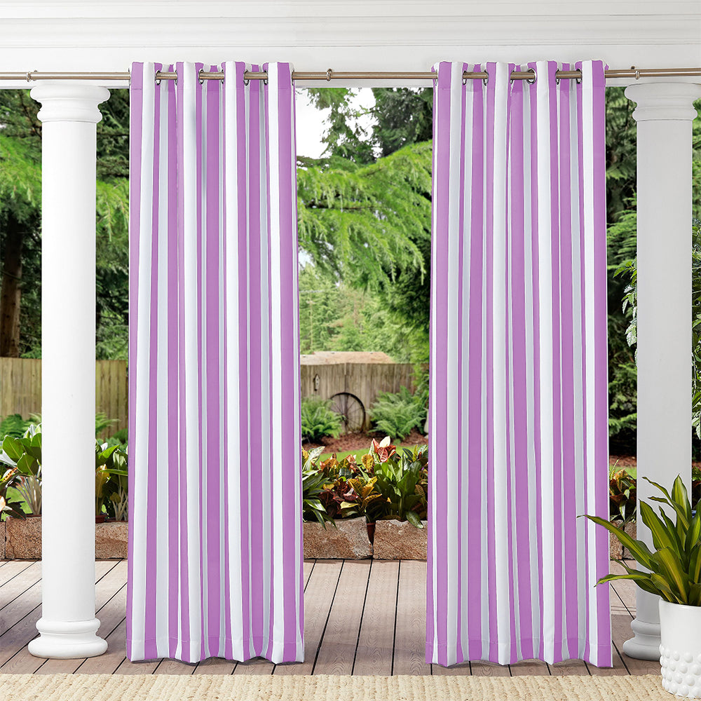 Grommet Top Windproof and Waterproof Striped Outdoor Curtains 1 Panel | Fadenomore