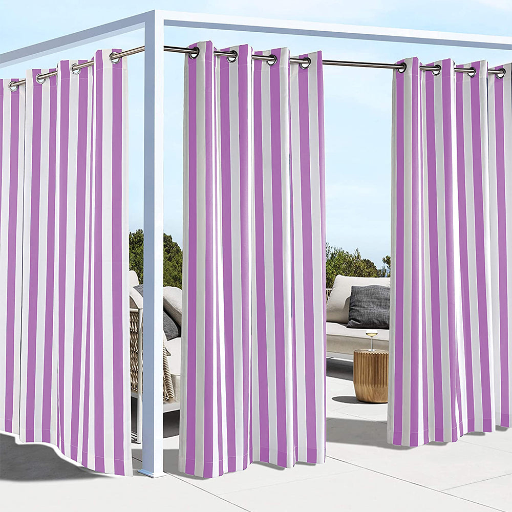 Grommet Top Windproof and Waterproof Striped Outdoor Curtains 1 Panel | Fadenomore