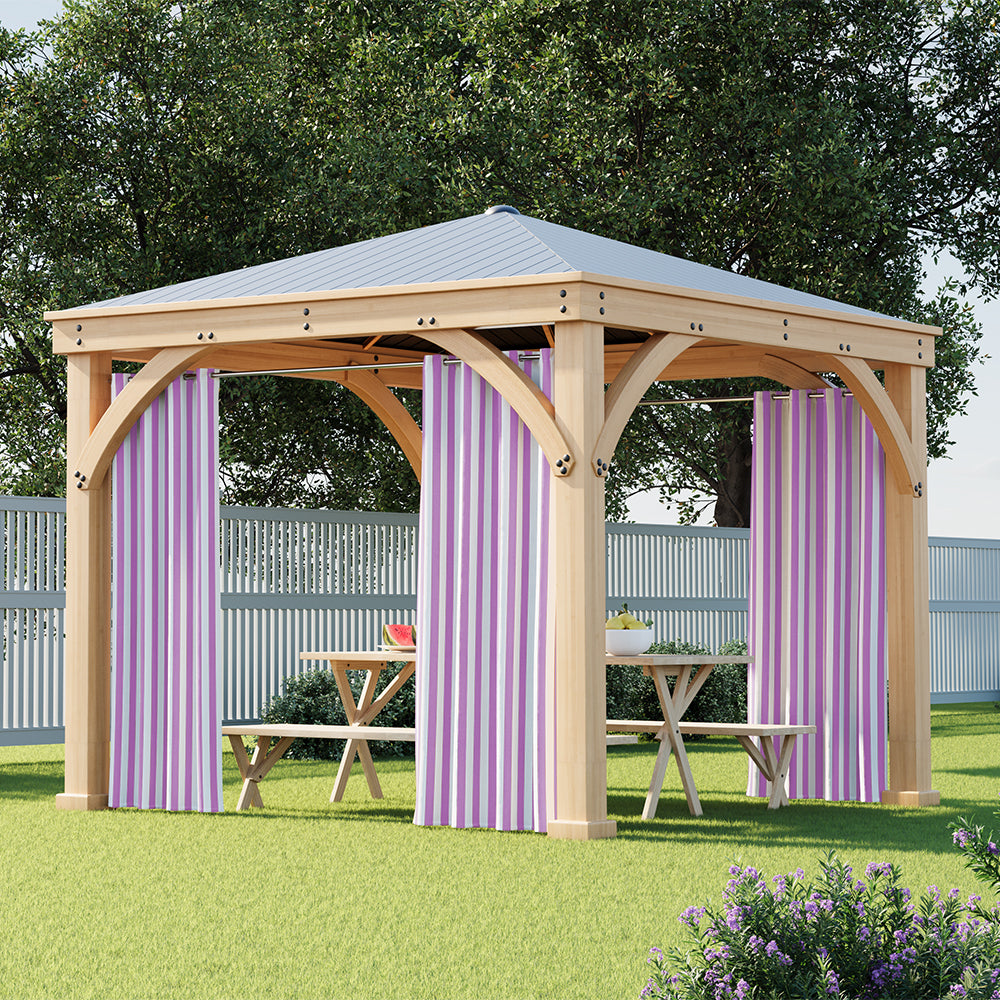 Grommet Top Windproof and Waterproof Striped Outdoor Curtains 1 Panel | Fadenomore