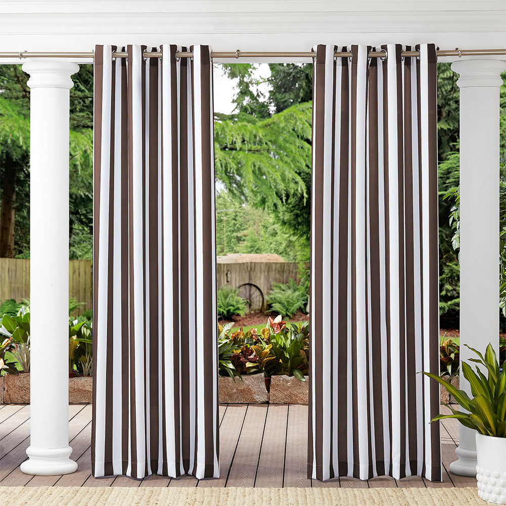Grommet Top Windproof and Waterproof Striped Outdoor Curtains 1 Panel | Fadenomore