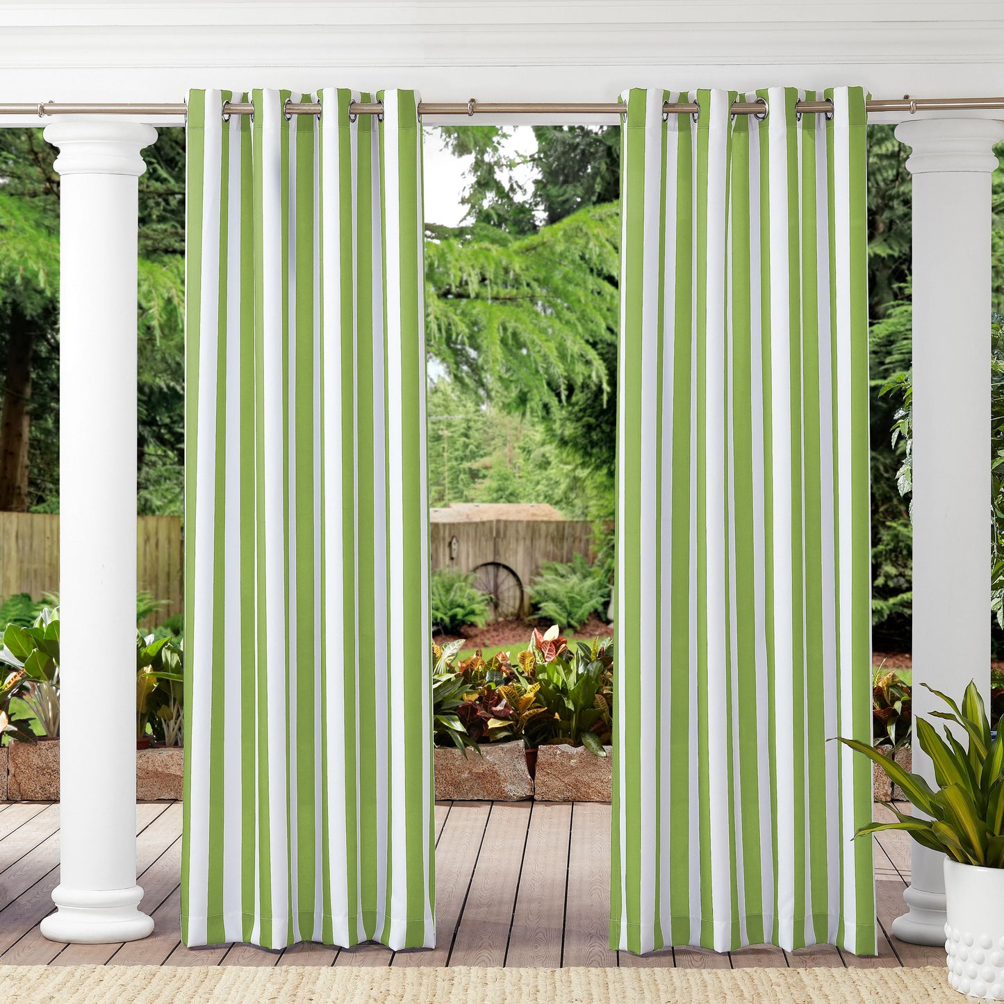 Grommet Top Windproof and Waterproof Striped Outdoor Curtains 1 Panel | Fadenomore