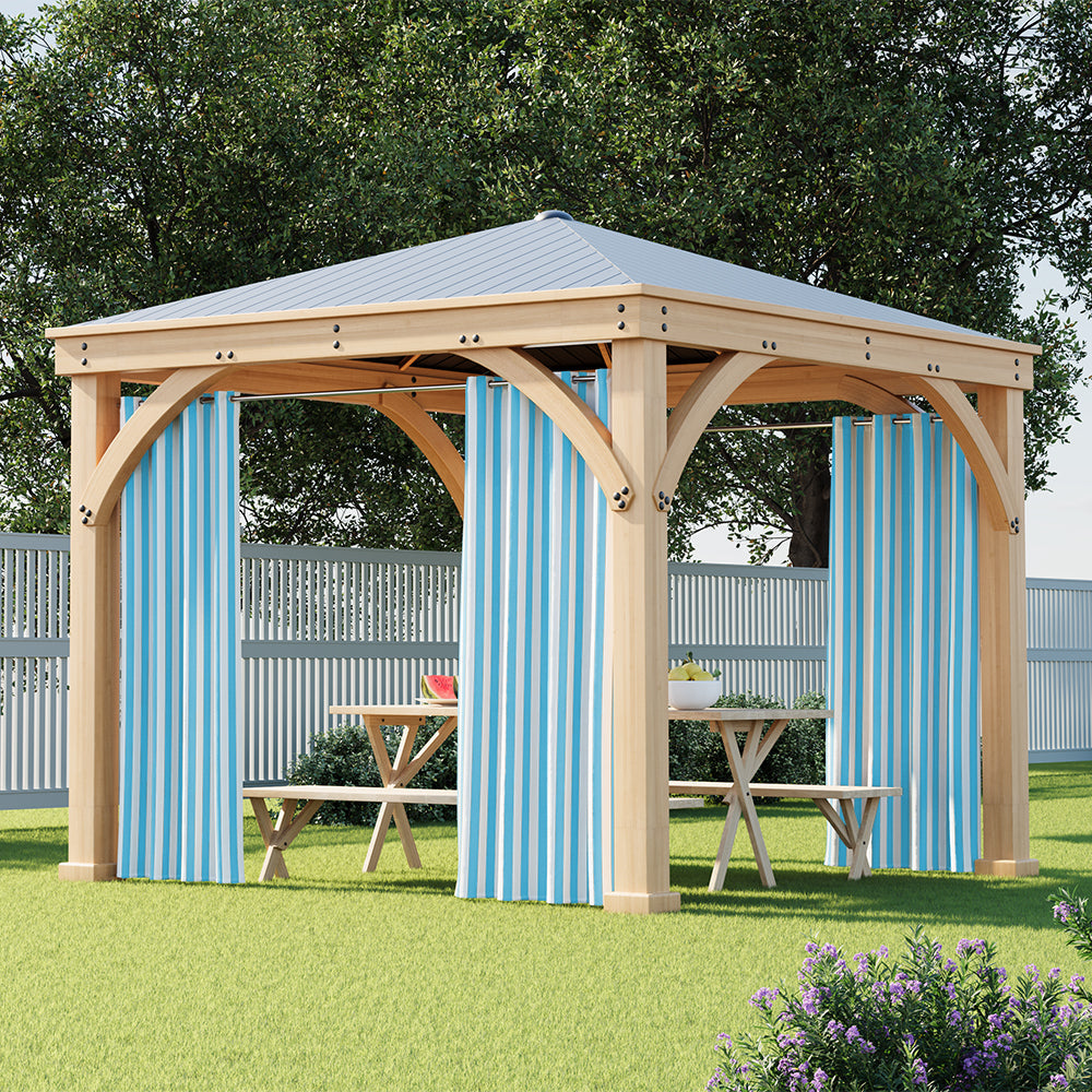 Grommet Top Windproof and Waterproof Striped Outdoor Curtains 1 Panel | Fadenomore