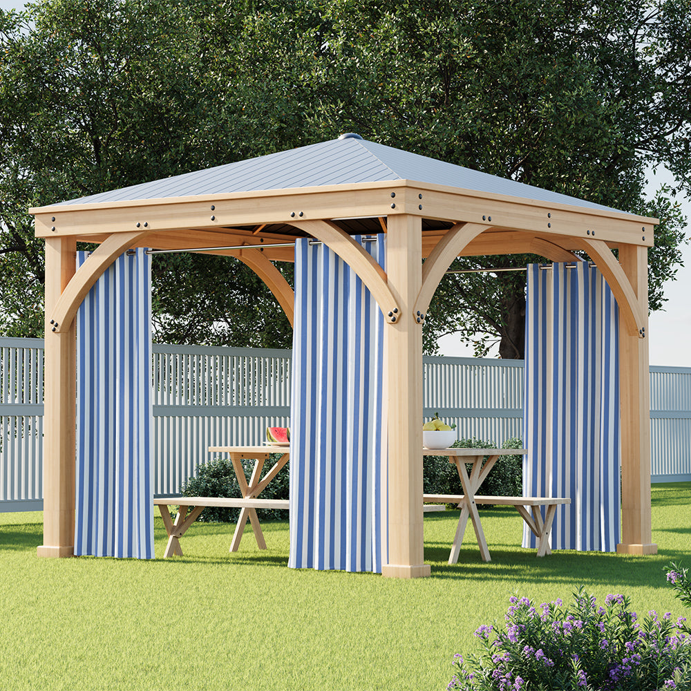 Grommet Top Windproof and Waterproof Striped Outdoor Curtains 1 Panel | Fadenomore