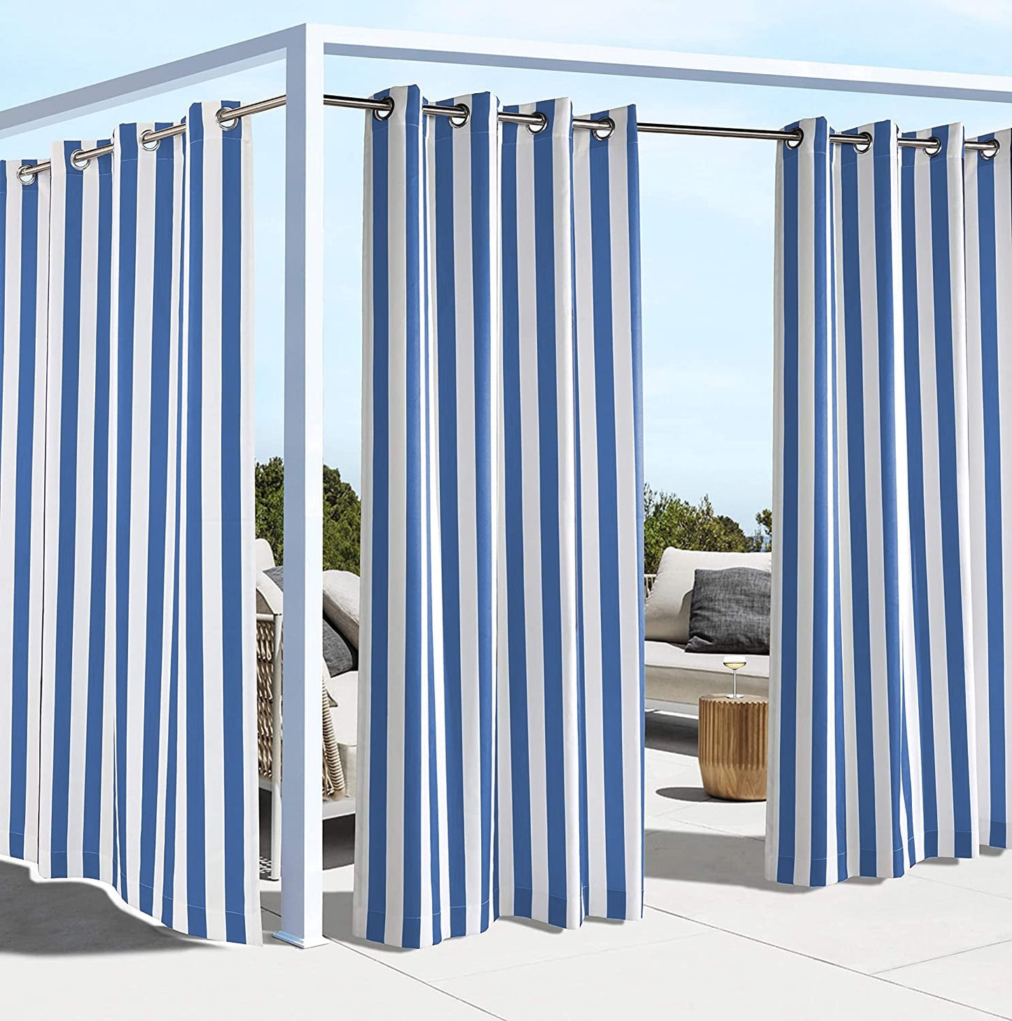 Grommet Top Windproof and Waterproof Striped Outdoor Curtains 1 Panel | Fadenomore