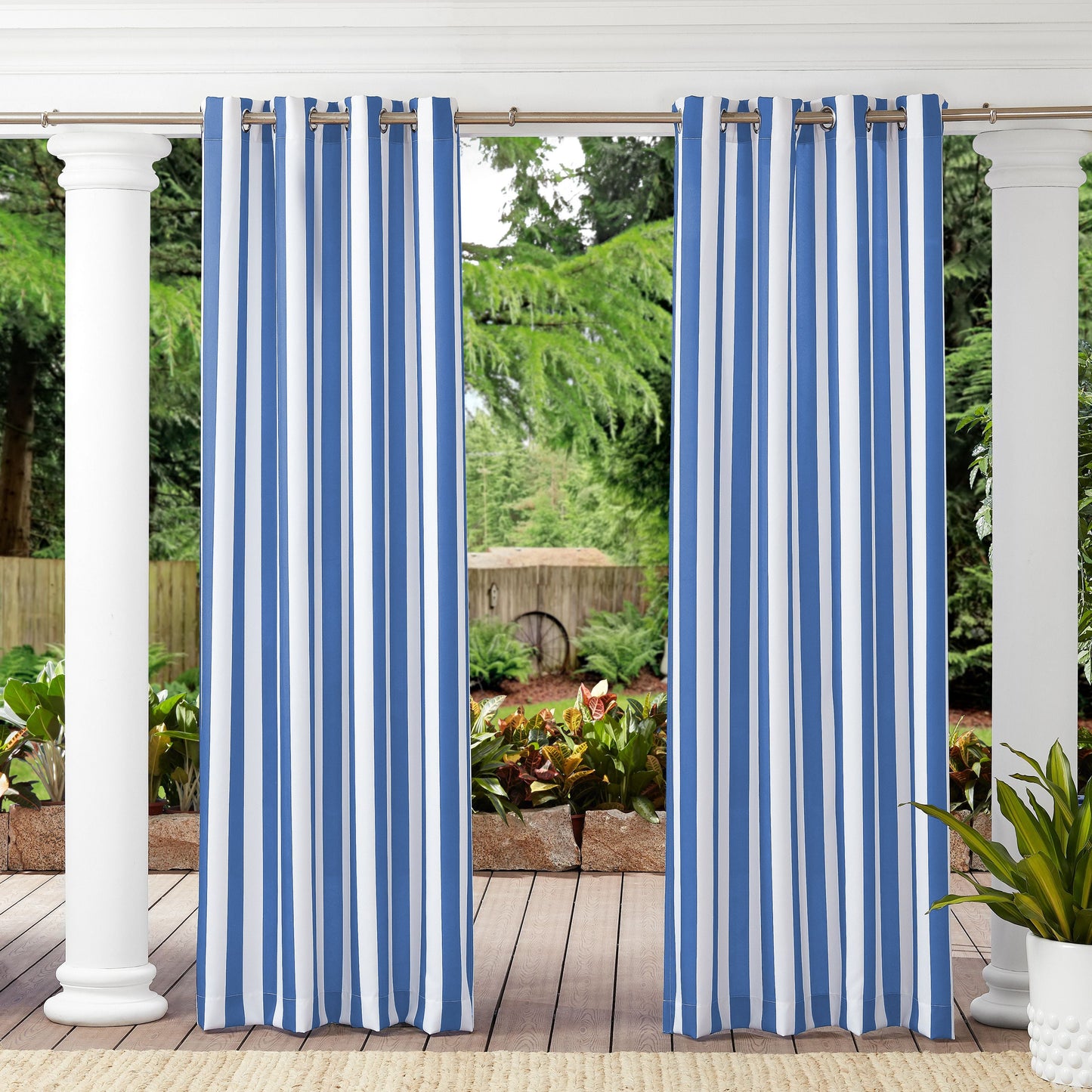 Grommet Top Windproof and Waterproof Striped Outdoor Curtains 1 Panel | Fadenomore