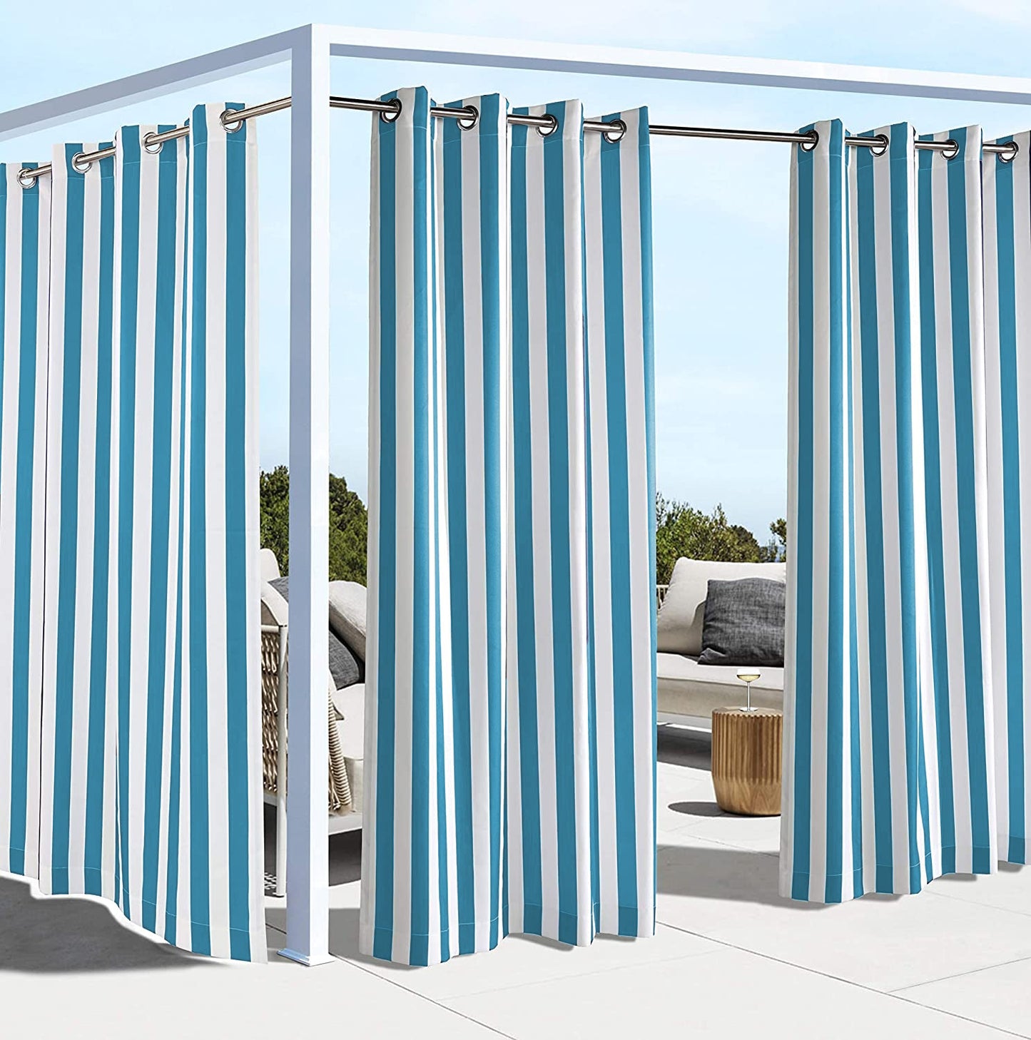 Grommet Top Windproof and Waterproof Striped Outdoor Curtains 1 Panel | Fadenomore