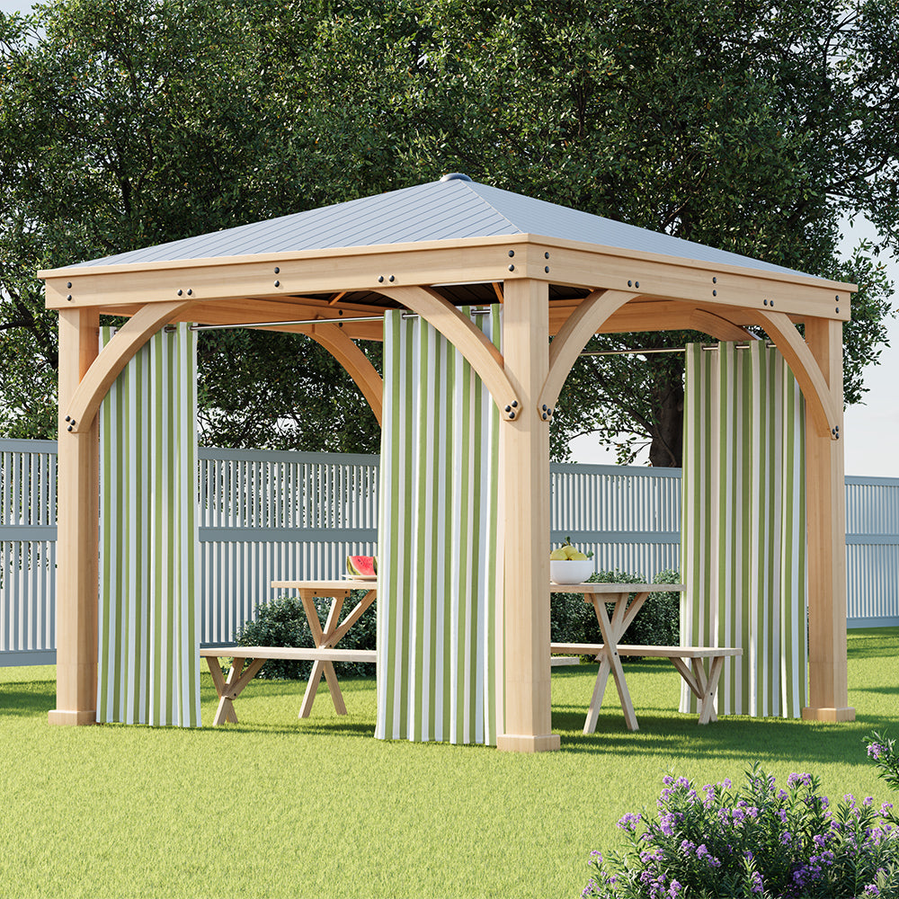 Grommet Top Windproof and Waterproof Striped Outdoor Curtains 1 Panel | Fadenomore