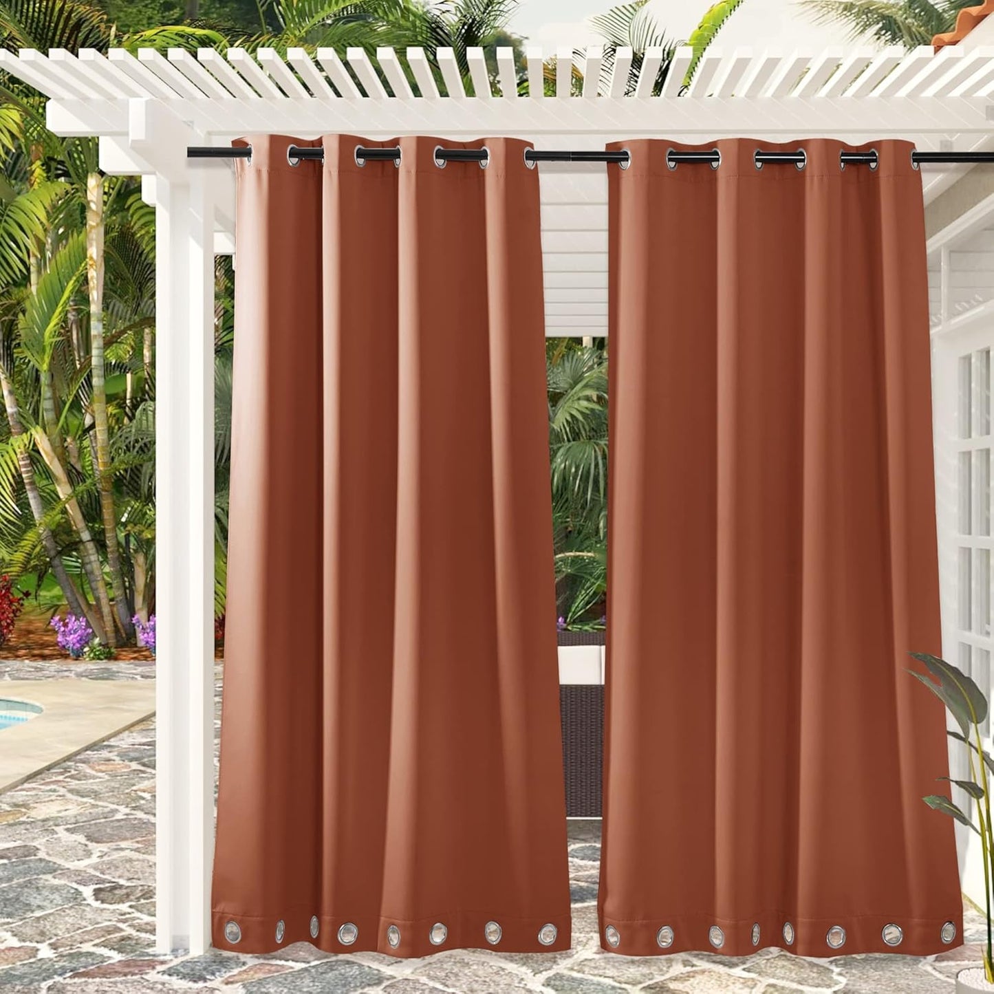 Top & Bottom Grommet Windproof Outdoor Curtains for Patio 1 Panel | Outdoor Standard