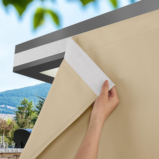 Windproof No Rods Needed Velcro Top Waterproof Outdoor Curtains 2 Panels | Outdoor Standard