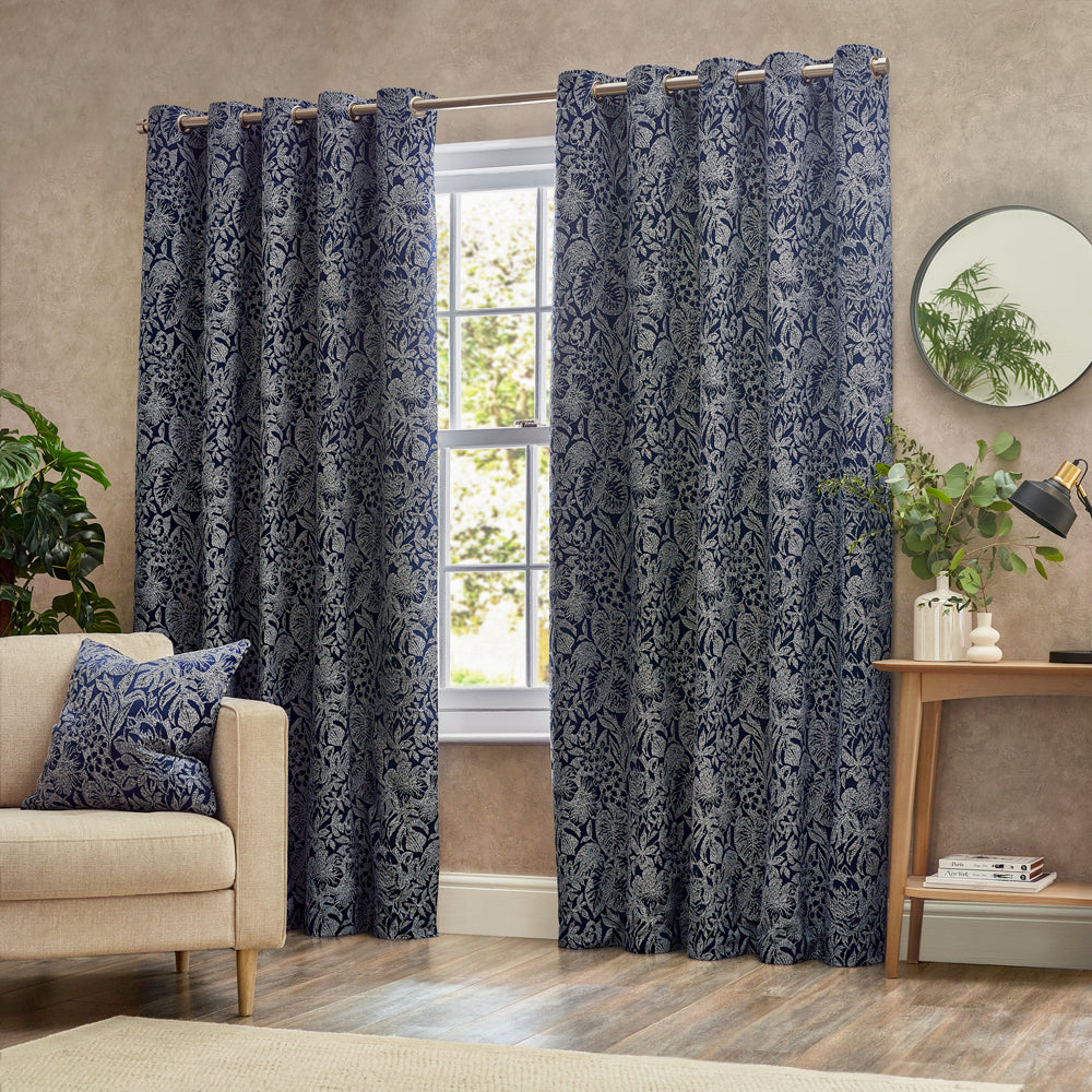 Bali Jacquard Room Darkening Eyelet Curtains Midnight