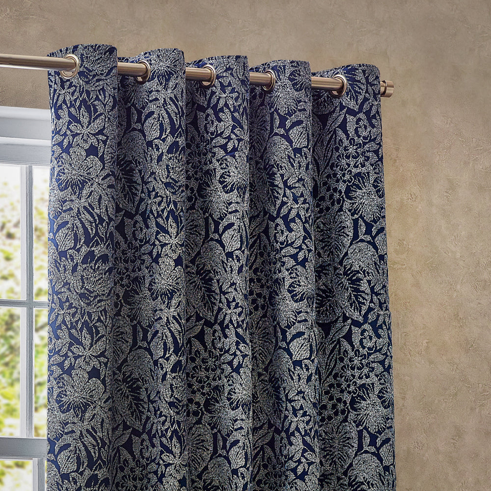 Bali Jacquard Room Darkening Eyelet Curtains Midnight
