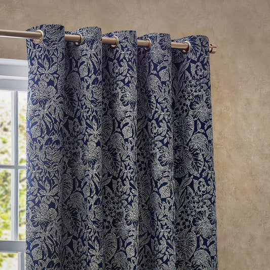 Bali Jacquard Room Darkening Eyelet Curtains Midnight