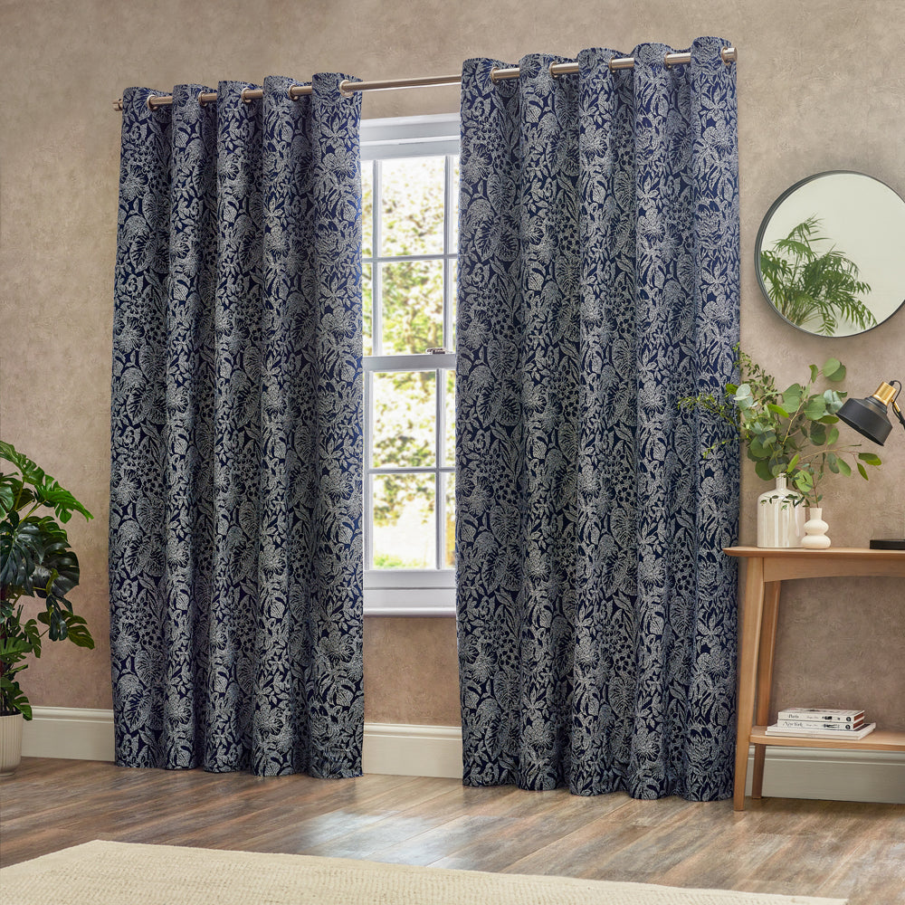 Bali Jacquard Room Darkening Eyelet Curtains Midnight