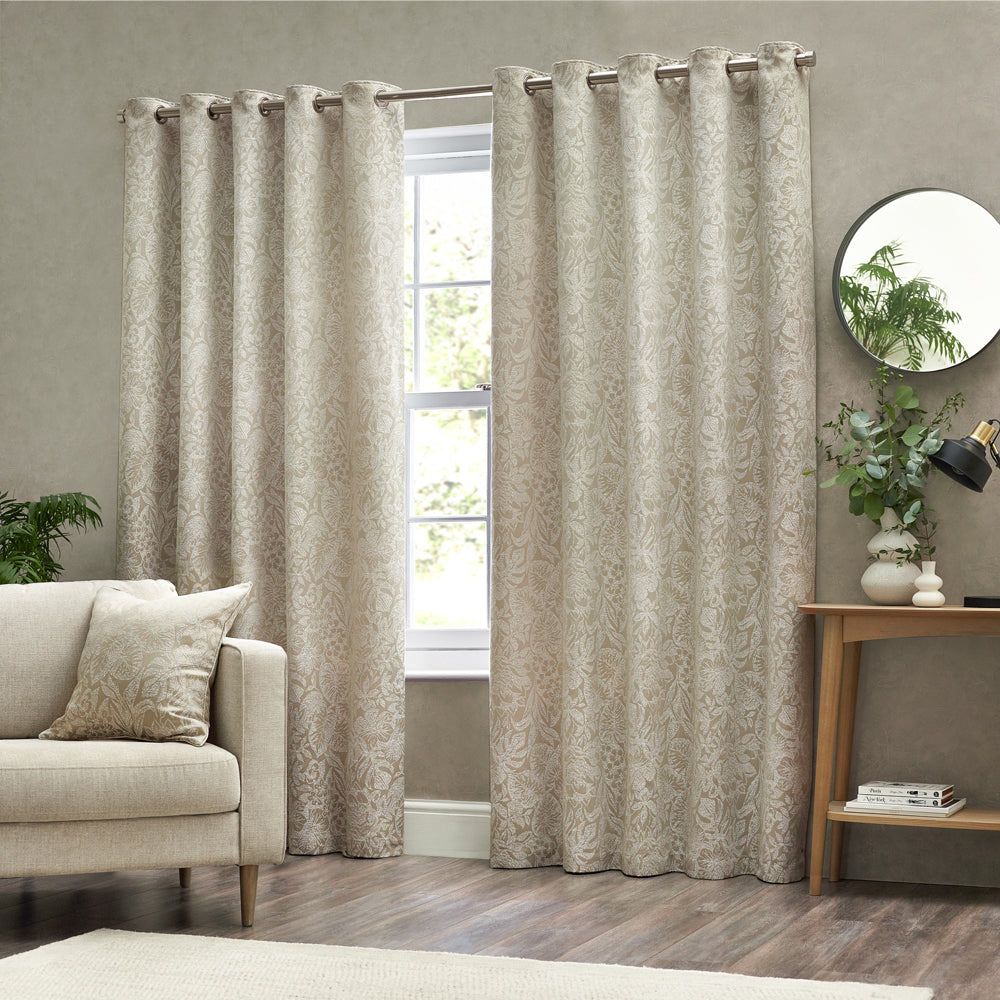 Bali Jacquard Room Darkening Eyelet Curtains Natural