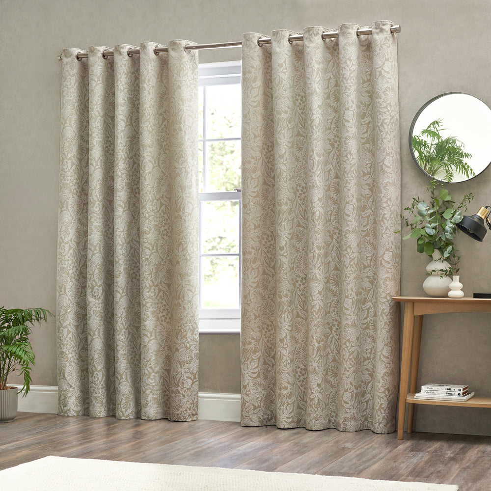 Bali Jacquard Room Darkening Eyelet Curtains Natural