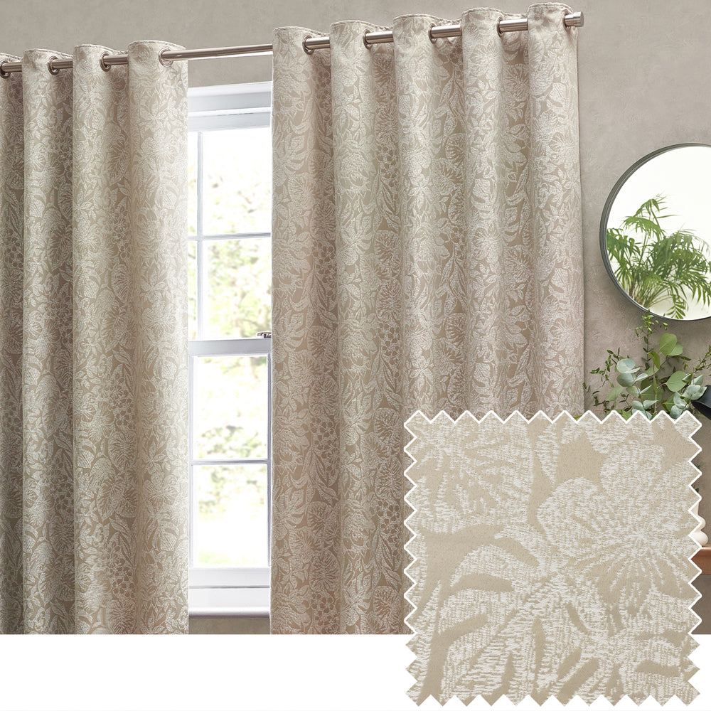 Bali Jacquard Room Darkening Eyelet Curtains Natural