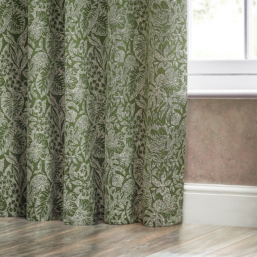 Bali Jacquard Room Darkening Eyelet Curtains Olive