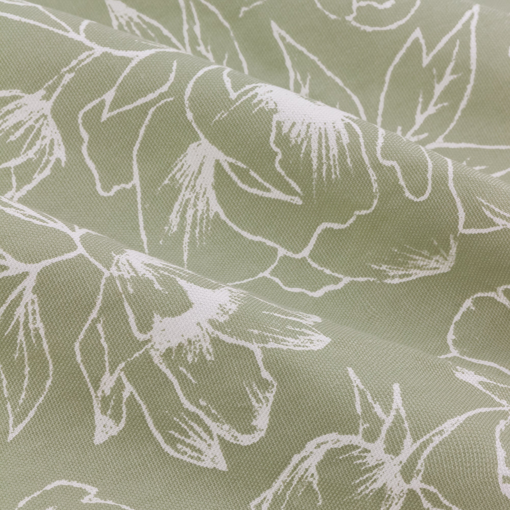 Bella Floral 100% Cotton Lined Pencil Pleat Curtains Sage