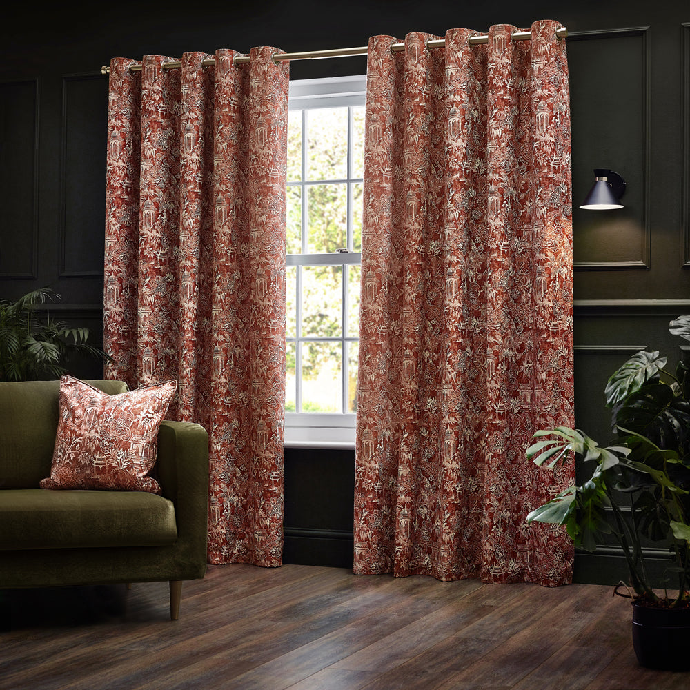 Bengal Chenille Room Darkening Eyelet Curtains Amber