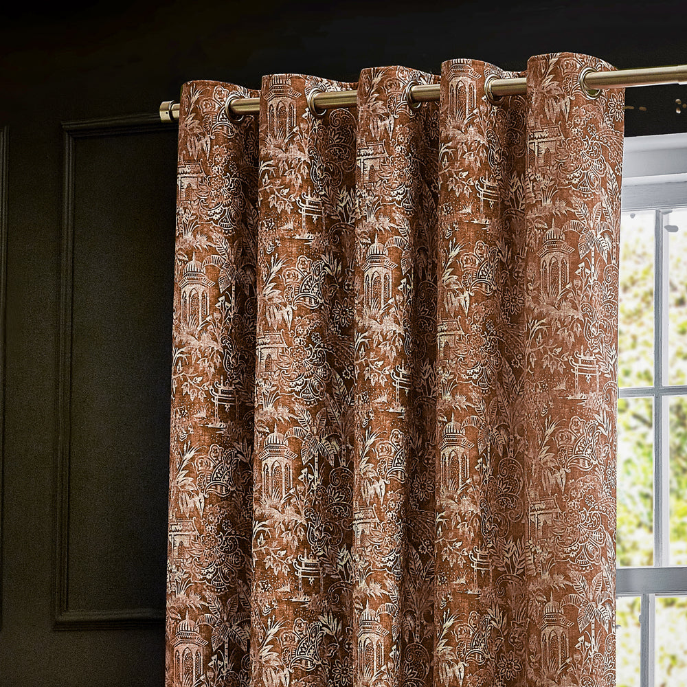 Bengal Chenille Room Darkening Eyelet Curtains Amber