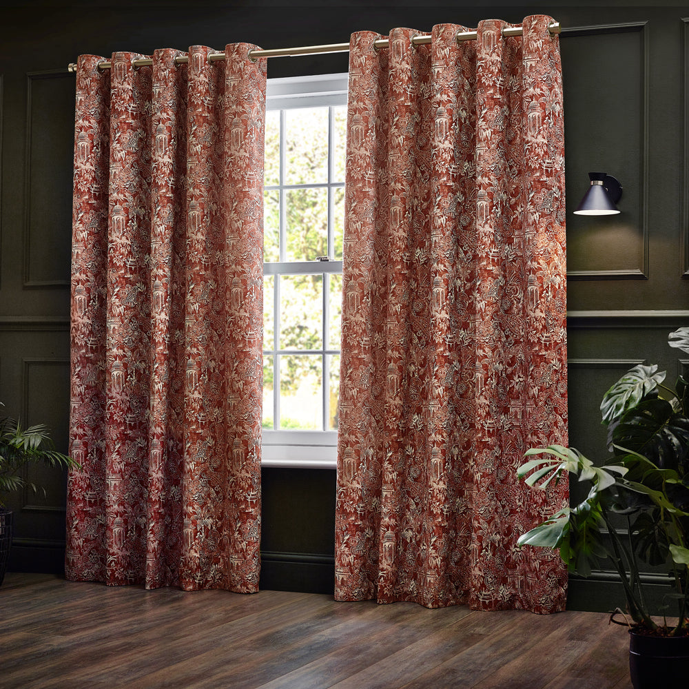 Bengal Chenille Room Darkening Eyelet Curtains Amber