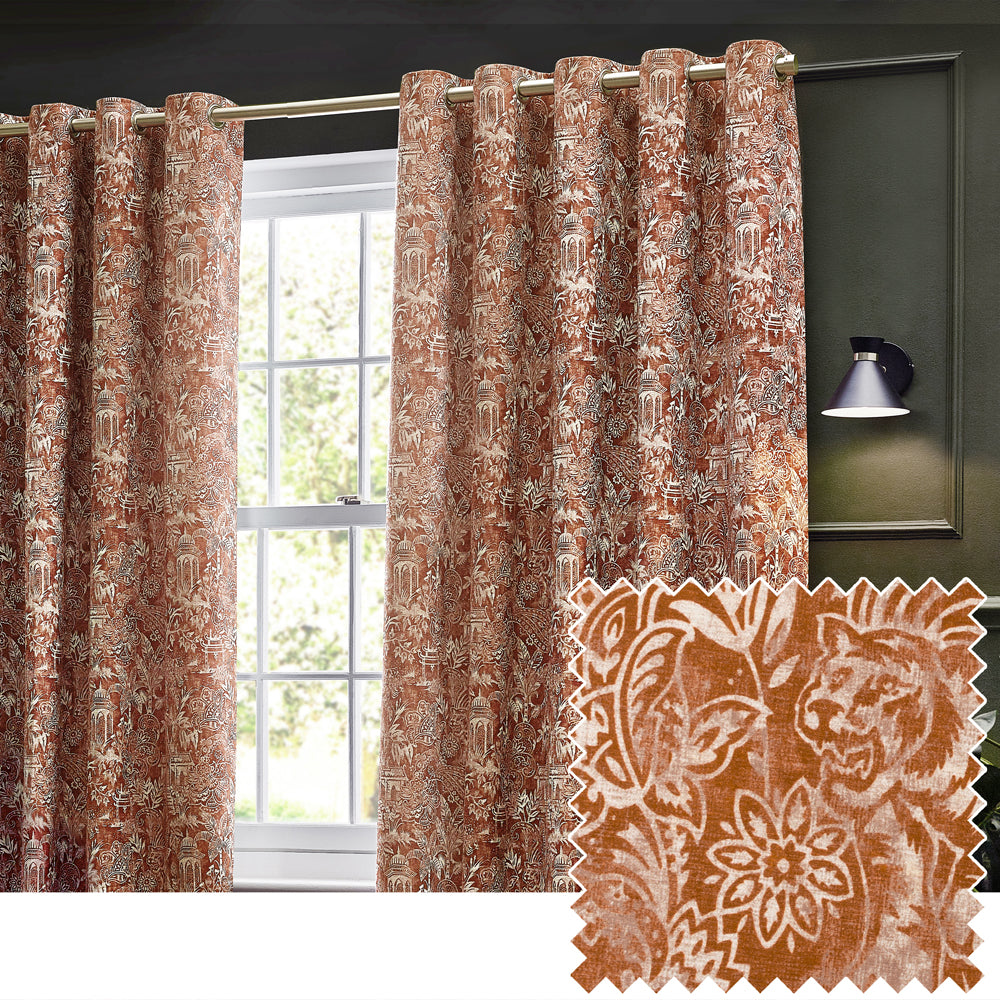 Bengal Chenille Room Darkening Eyelet Curtains Amber