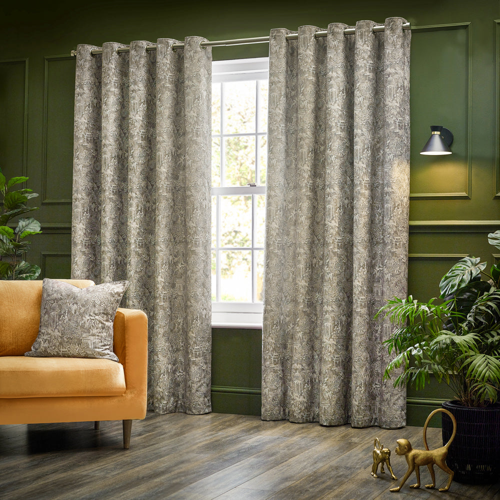 Bengal Chenille Room Darkening Eyelet Curtains Linen
