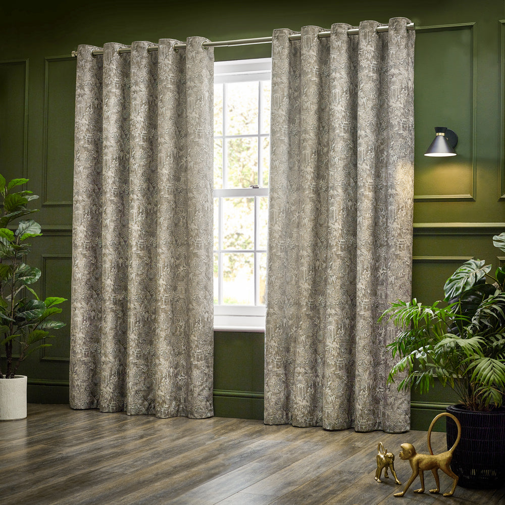 Bengal Chenille Room Darkening Eyelet Curtains Linen