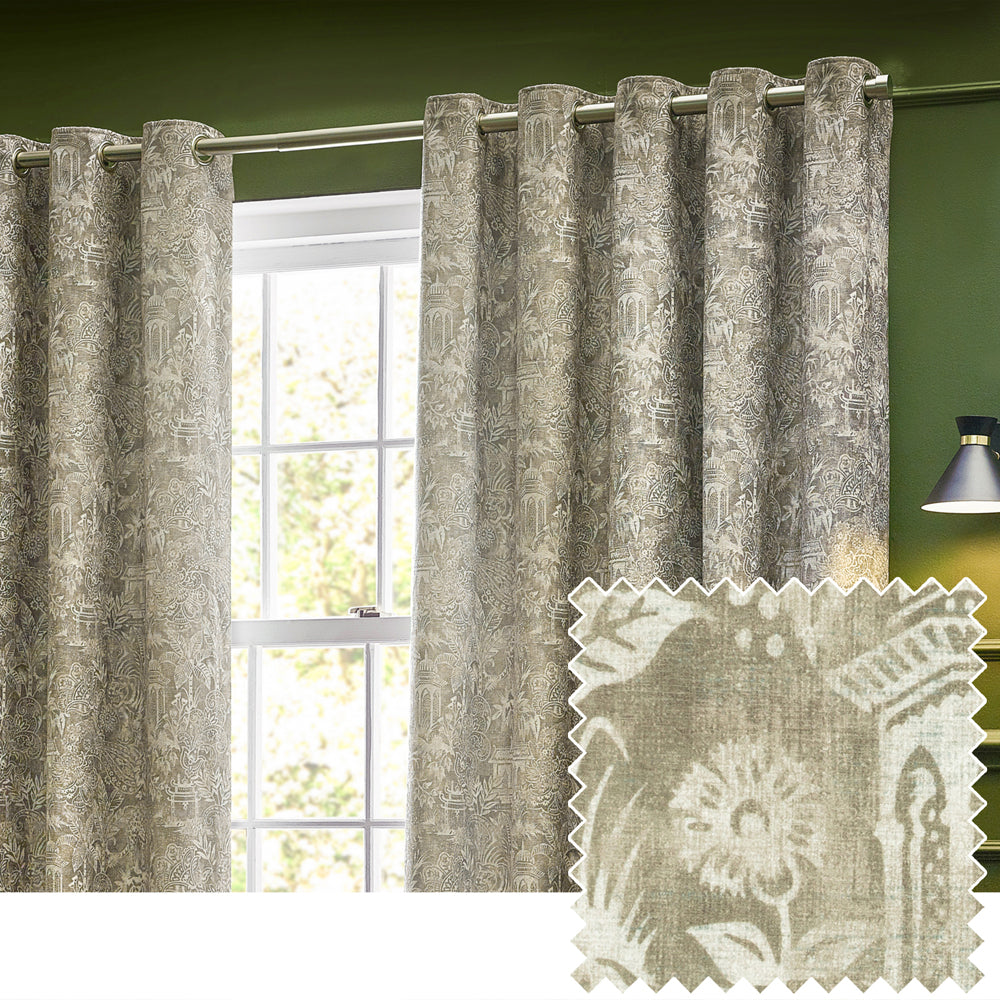 Bengal Chenille Room Darkening Eyelet Curtains Linen