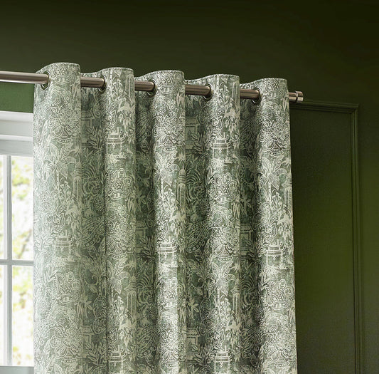 Bengal Chenille Room Darkening Eyelet Curtains Sage