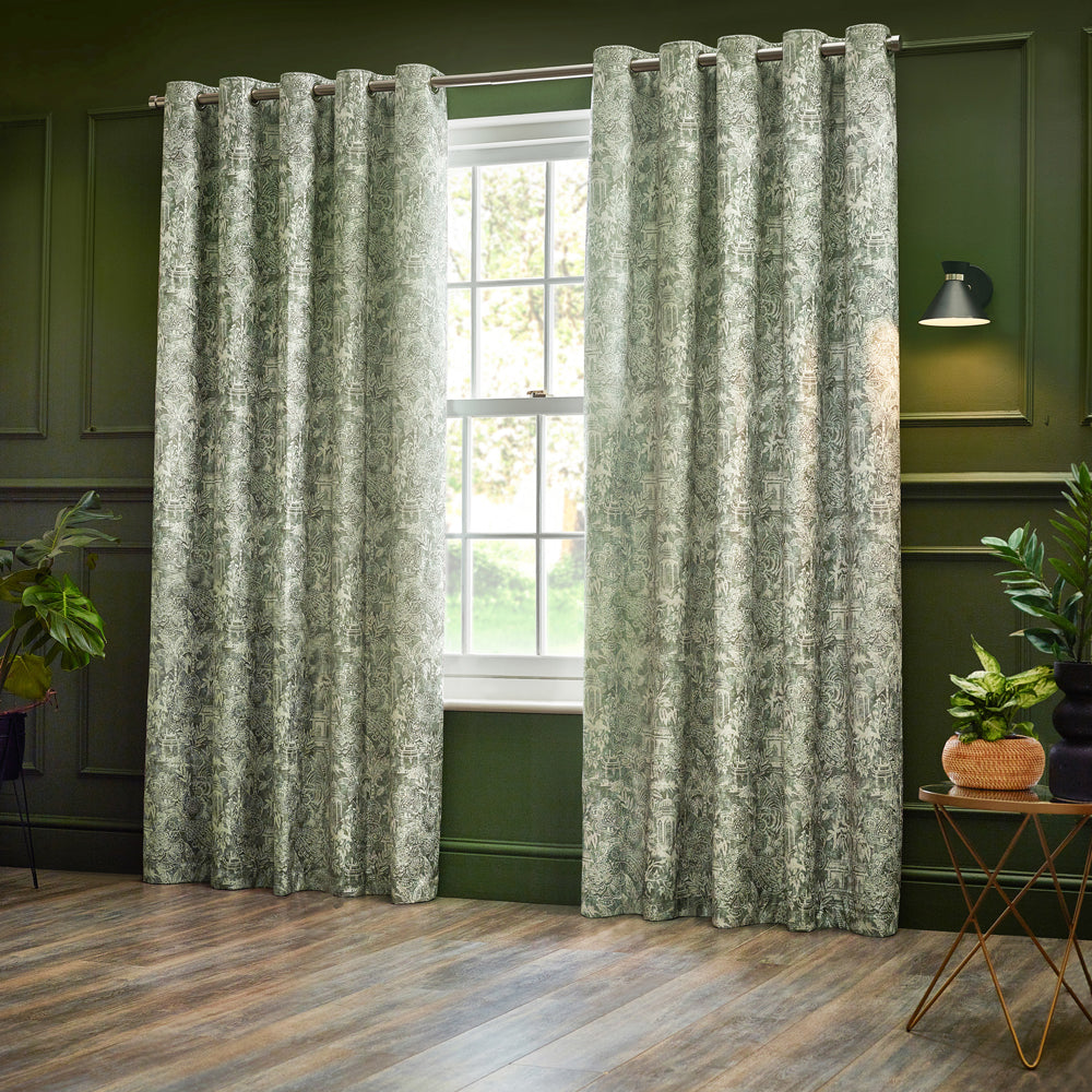 Bengal Chenille Room Darkening Eyelet Curtains Sage