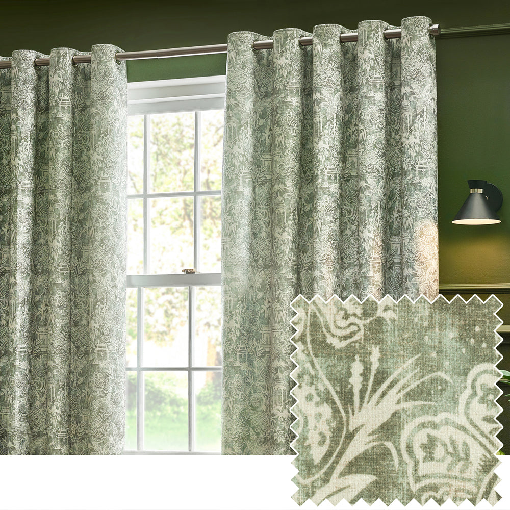 Bengal Chenille Room Darkening Eyelet Curtains Sage