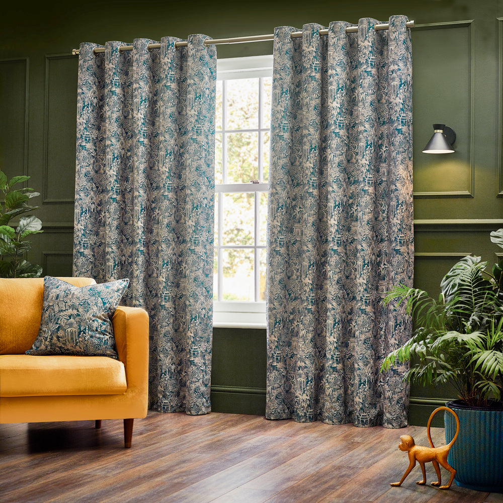 Bengal Chenille Room Darkening Eyelet Curtains Wedgewood