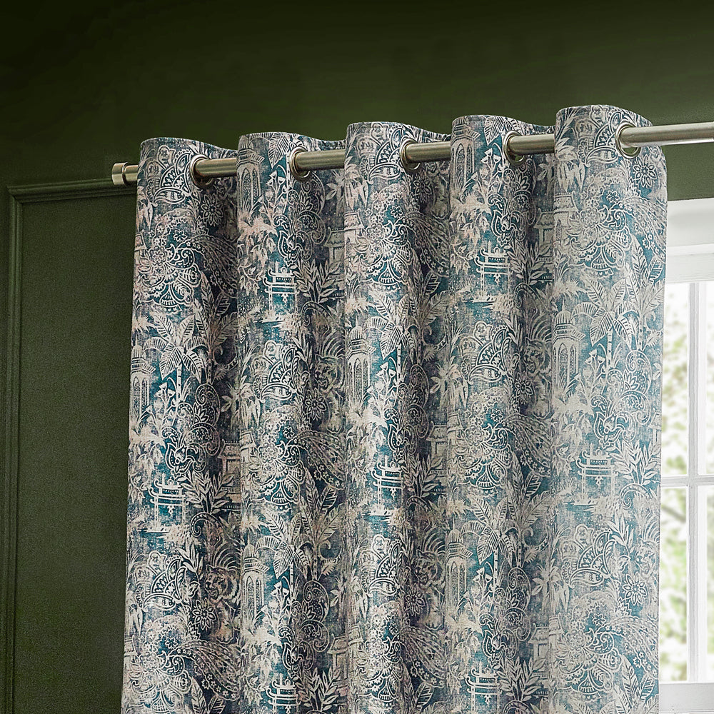 Bengal Chenille Room Darkening Eyelet Curtains Wedgewood