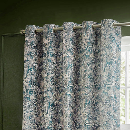 Bengal Chenille Room Darkening Eyelet Curtains Wedgewood