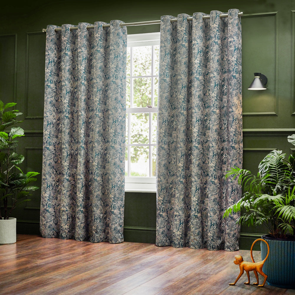 Bengal Chenille Room Darkening Eyelet Curtains Wedgewood